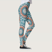 Leggings Motif de totem géométrique Mandala Turquoise orang (Droite)