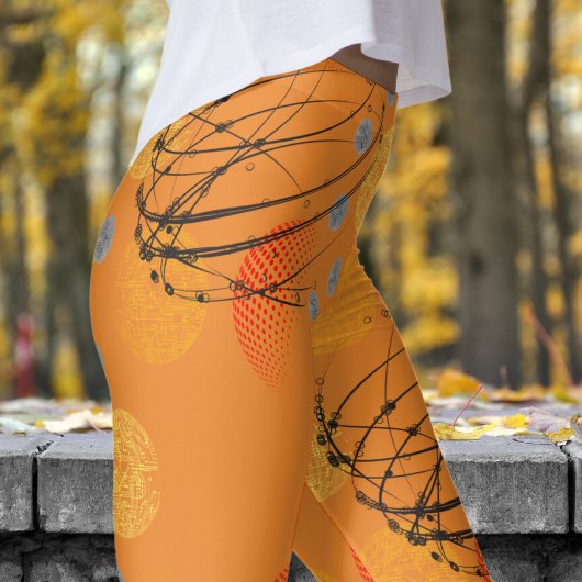 Leggings Motif de tourbillon atomique orange chic