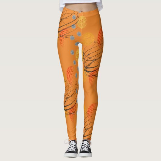Leggings Motif de tourbillon atomique orange chic (Devant)