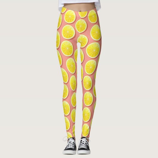 Leggings Motif de tranches de citron d'été (Devant)