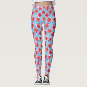 Leggings Motif de tranches de figues aquarelle