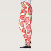 Leggings Motif de tranches de fraise d'aquarelle (Gauche)