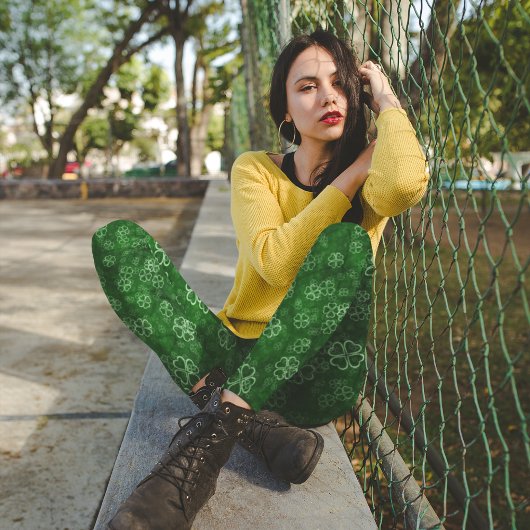 Leggings Motif de trèfle vert