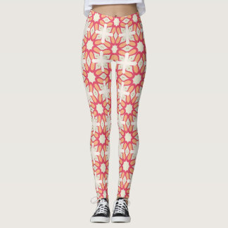 Leggings Motif de treillis floral pêche corail