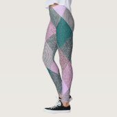 Leggings Motif de triangle à plaid vert lavande (Gauche)