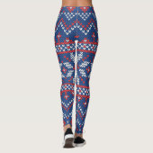 Leggings Motif de Tricot blanc, rouge et bleu Noël (Dos)