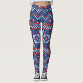 Leggings Motif de Tricot blanc, rouge et bleu Noël (Devant)