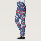 Leggings Motif de Tricot blanc, rouge et bleu Noël (Gauche)