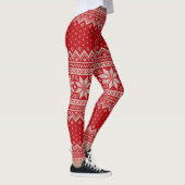 Leggings Motif de tricot de chandail de Noël - ROUGE (Droite)