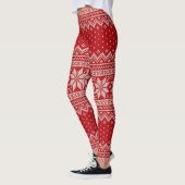 Leggings Motif de tricot de chandail de Noël - ROUGE (Gauche)