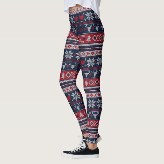 Leggings Motif de Tricot de Noël moche (Gauche)
