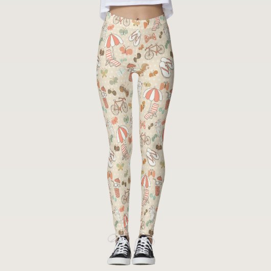 Leggings Motif de vacances d'été (Devant)