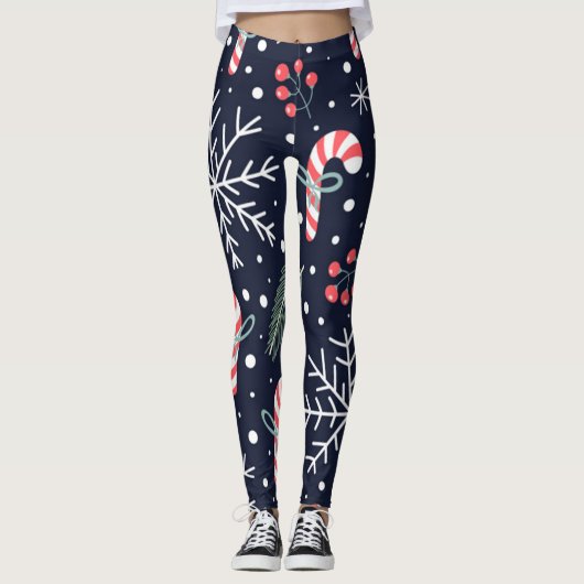 Leggings motif de vacances sans couture avec bonbons de noë (Devant)