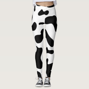 Leggings motif de vache noir et blanc, film panthère noir