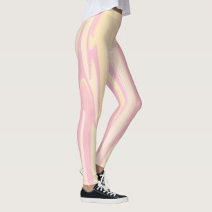 Leggings Motif de vague de marbre coloré   Abstrait rose