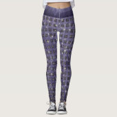 Leggings Motif de vérification violet avec étoiles (Devant)