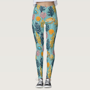 Leggings Motif de vie marine côtière coloré (12)