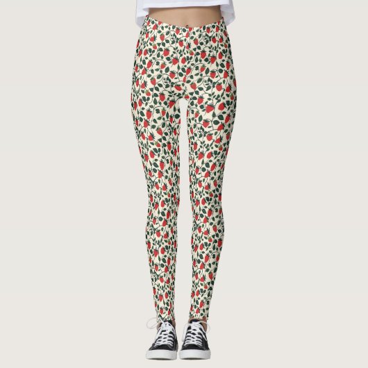 Leggings Motif de vigne fraise (Devant)