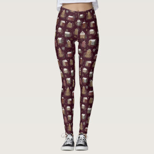 Leggings Motif de village d'hiver enneigé cosy (2)