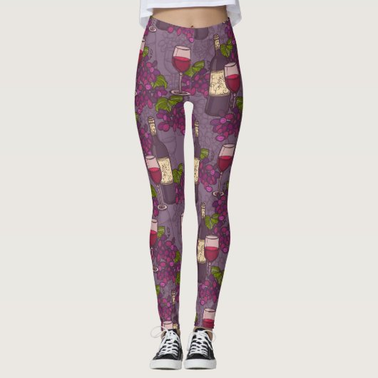 Leggings Motif de vin de raisin (Devant)