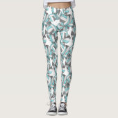 Leggings Motif de volley-ball blanc gris Aqua (Devant)