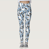 Leggings Motif de volleyballs bleu clair noir (Devant)