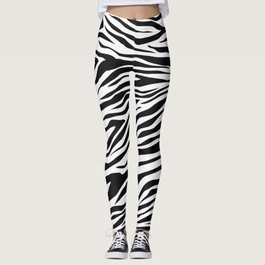 Leggings Motif de zèbre sauvage noir et blanc (Devant)
