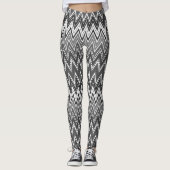 Leggings Motif de zigzag géométrique noir et blanc (Devant)