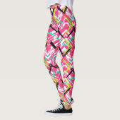 Leggings Motif de zigzag rose tiré par la main (Gauche)