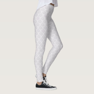Leggings Motif d'écailles de sirène blanches festonnées