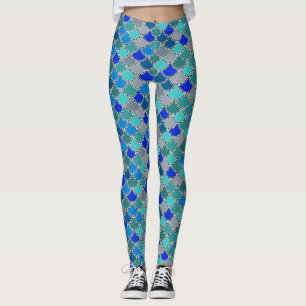 Leggings Motif d'échelle de sirène sociale