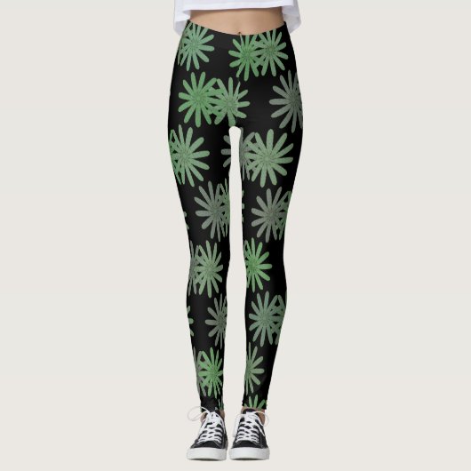 Leggings Motif d'éclatement vert hypnotique (Devant)