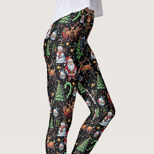 Leggings Motif décoratif de Noël sur fond noir