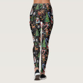 Leggings Motif décoratif de Noël sur fond noir (Dos)