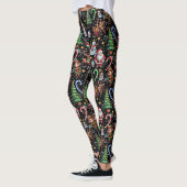 Leggings Motif décoratif de Noël sur fond noir (Gauche)