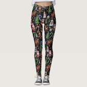 Leggings Motif décoratif de Noël sur fond noir (Devant)