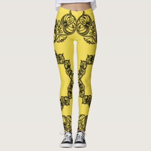 Leggings Motif décorative sur l'athlétisme féminin jaune