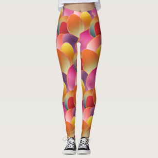 Leggings Motif Dégradé de Couleurs de Printemps avec Feuill