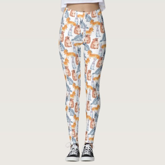 Leggings Motif des animaux de forêt mignons (Devant)