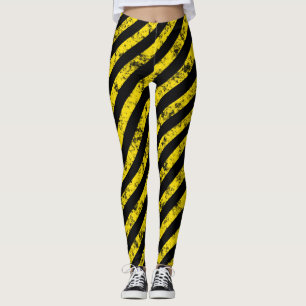 Leggings Motif des bandes de la mise en garde du gris jaune