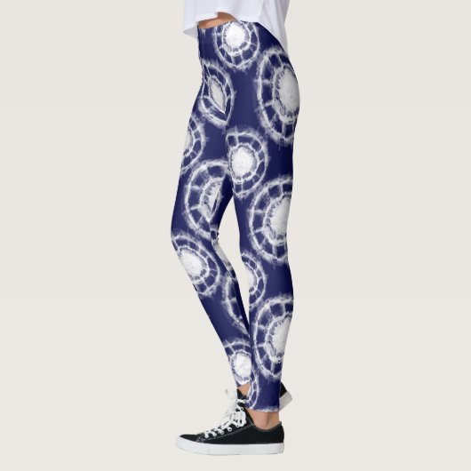 Leggings Motif des cercles Shibori bleu et blanc (Gauche)