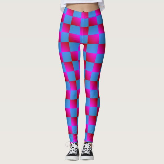 Leggings Motif des chèques bleu et rose socialite (Devant)