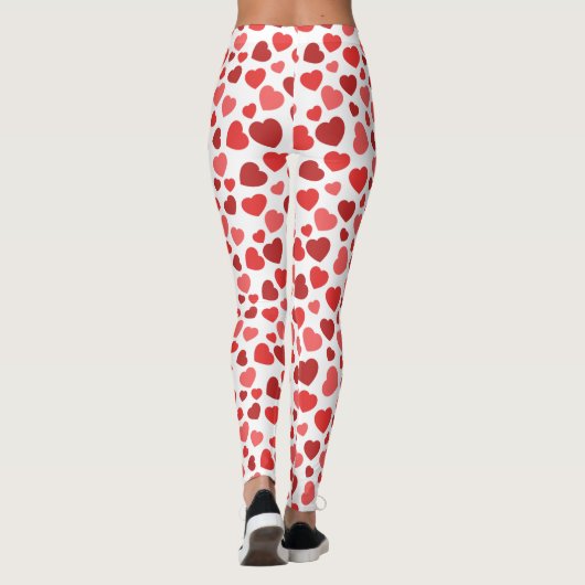 Leggings Motif Des Coeurs, Coeurs Rouges, Motif Des Coeurs (Dos)