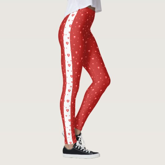 Leggings Motif des coeurs des valentines de diamants rouges (Droite)