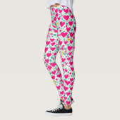 Leggings Motif des coeurs et feuilles verts (Gauche)