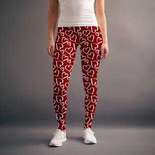 Leggings Motif des Coeurs rouges