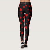 Leggings Motif des Coeurs rouges sur Noir (Dos)