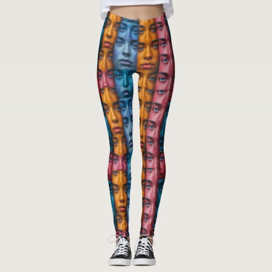 Leggings Motif des faces colorées (Devant)