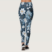 Leggings Motif des fleurs blanches d'hiver (Dos)
