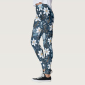 Leggings Motif des fleurs blanches d'hiver (Gauche)